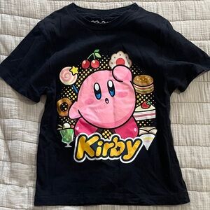 Kirby Kids' Black Graphic Tee with Pink Character Print